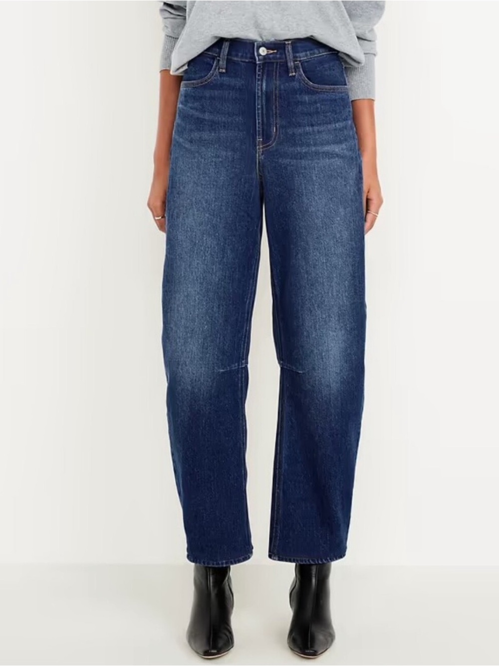 Old Navy Dark Wash High-Waisted Wow Barrel Leg Jeans Size 12 Short (Petite)